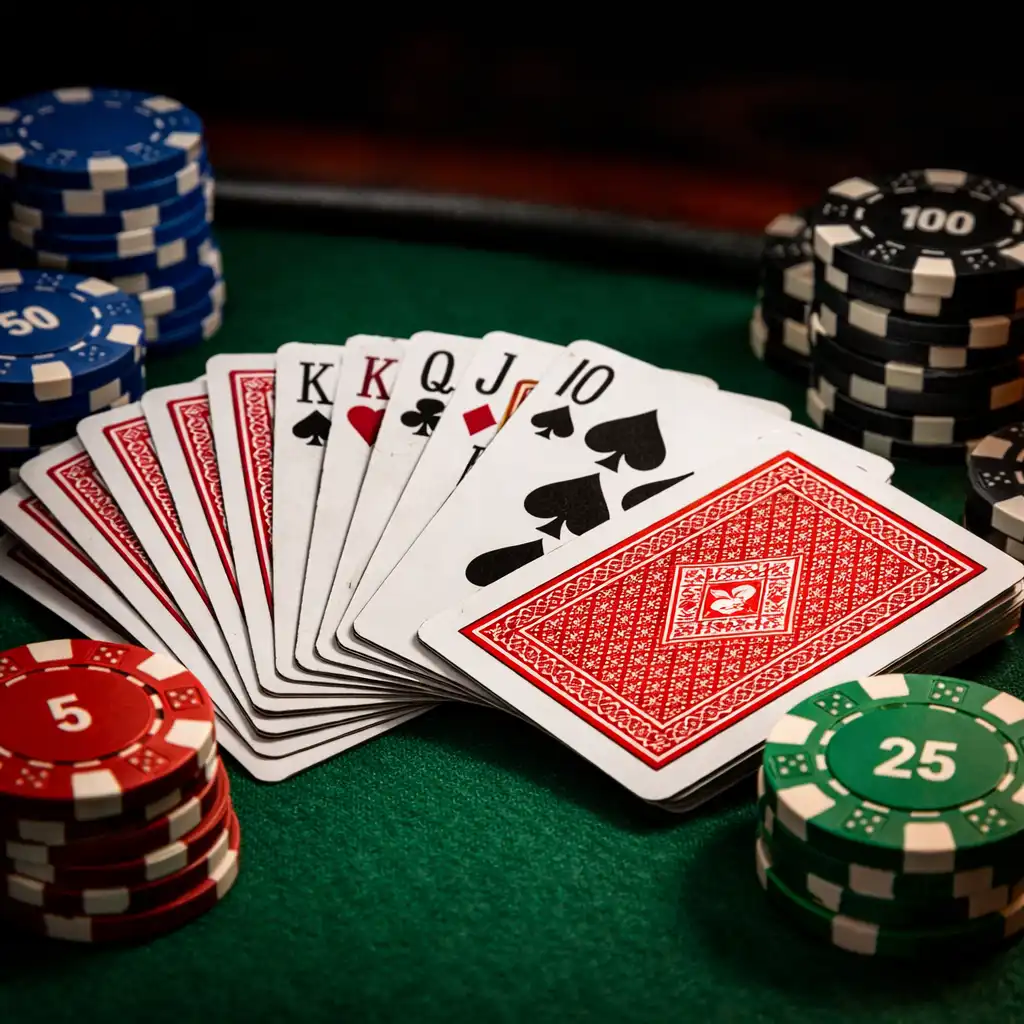 Gros plan sur des cartes à jouer et des jetons de poker